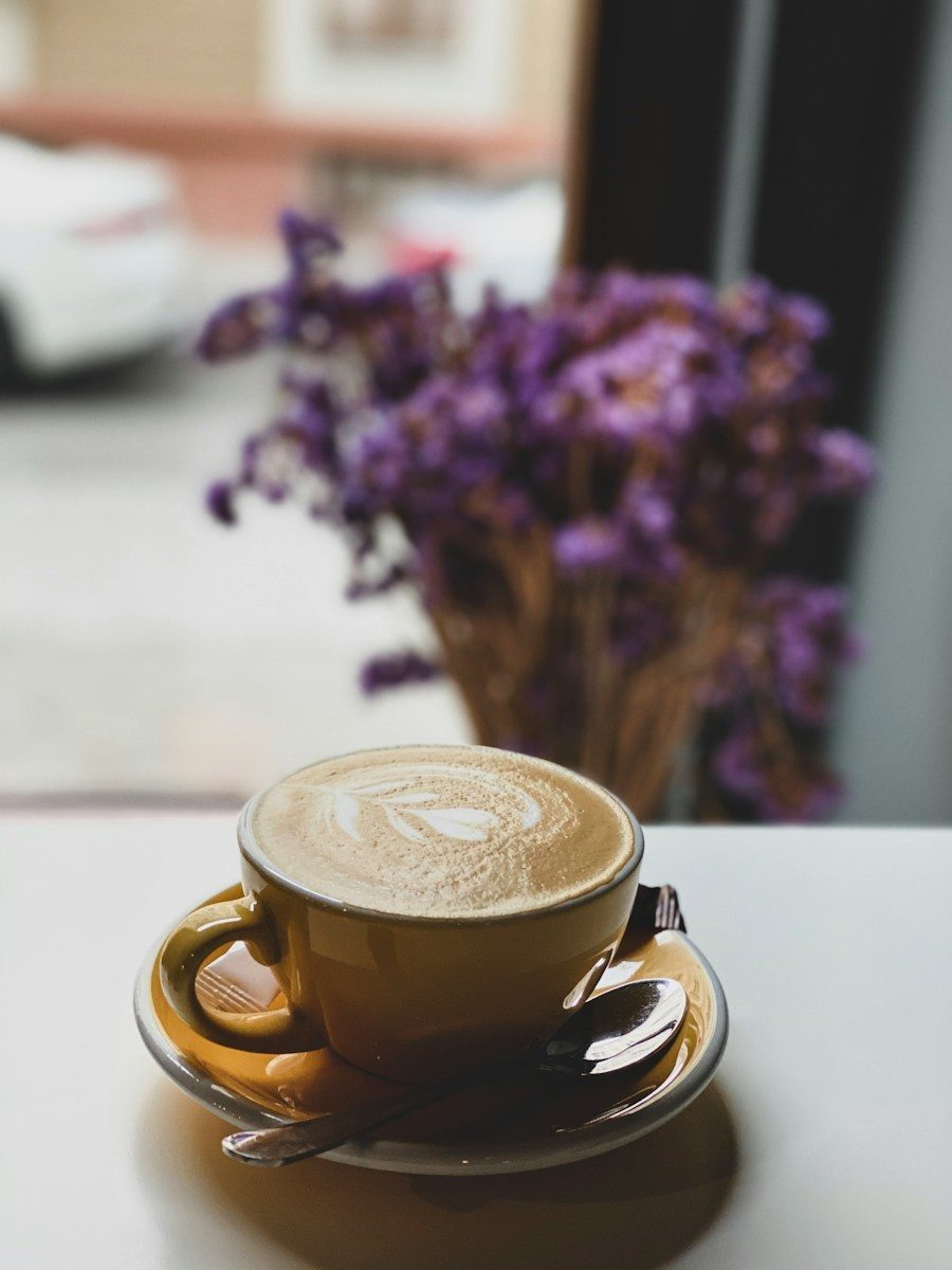 cappuccino in brown ceramic cup